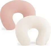 Konssy 2 Pack Nursing Pillow Covers, Stretchy and Soft Nursing Cover for Breastfeeding Pillows, Pillow Slipcover for Baby Girls Boys Newborn (Beige, Pink)