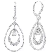 Andrew Prince by Crislu Pear Shape Double Loop Drop Leverback Earrings