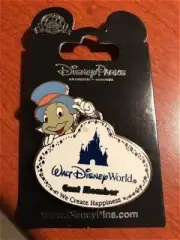 HTF Disney pin WDW Cast Member Name Tag Jiminy Cricket We Create Happiness