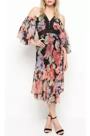 ALICE MCCALL The Dreamer Midi Dress NWT Silk Floral Cold Shoulder Size 6 - 8