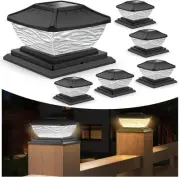 Solar Post Cap Lights, 8 LEDs Fence Lights 2 Modes Outdoor 6 Pack, Black