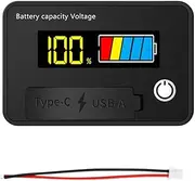 Lnqwhduu DC 8-30V LCD Digital Battery Voltmeter Capacity Indicator Lithium Acid Battery Voltage Tester Meter Tool TypeC Output,B