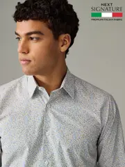 Scattered Leaves Regular Fit Signature Collection 100% Italian Fabric Printed Formal Shirt (AA7746) | $109