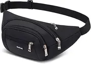 [Ridirun] Bumbags and Fanny Packs for Running Hiking Waist Bag Outdoor Sport Hiking Waistpack for Men Women (Black)