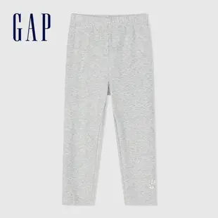 Gap 女幼童裝 Logo印花鬆緊棉褲-灰色(890345)