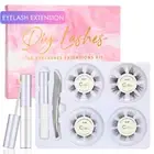 Lashes DIY Eyelash Extensions Kit Fluffy Natural Glue Bonded Band 3D Individual!