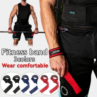 Weight Lifting Wrist Straps 5mm Support Hand Bar Wraps Gym Training Deadlift