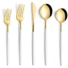 20 Piece White Gold Silverware Set,Stainless Steel Flatware Cutlery Set Servi...