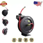 Compact 25ft Retractable Air Hose with Brass Connectors - Wall Mountable Design
