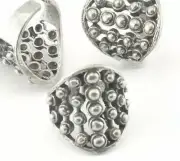 Ring Dotted Adjustable Antique Silver Plated Brass 19mm 9US size Statement