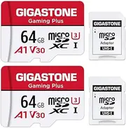 [Gigastone] 64GB 2-Pack Micro SD Card, Gaming Plus, MicroSDXC Memory Card for Nintendo-Switch, Smartphone, Fire Tablet, 4K UHD Video Recording, UHS-I U3 C10 A1 V30, up to 90MB/s, with Adapter