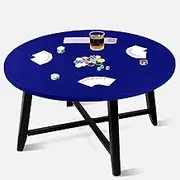 OurWarm Blue Round Felt Tablecloth 36-48 inches, Elastic Fitted Modern Table Cover for Card Games, Mahjong, Poker (1 Pack, All-Season, 7.05 oz, 1.0 Count)