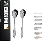Gehring Solingen Filou Sugar Spoons, Set of 2, Shell Spoon, 18/10 Stainless Steel, Coffee Spoon, Dishwasher Safe, Made in Germany
