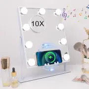 Hansong Lighted Vanity Mirror with Bluetooth Speaker and Wireless Charging Ma...