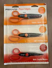 NEW Set 3 Fiskars Photo Scrapbook Paper Edgers Scissors Volcano Leaf Notch