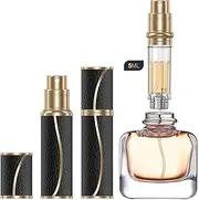 YIERSO Perfume Travel Refillable Bottle,Genuine Leather Bottom-Filling Fragrances Perfume Atomizer,Mini Cologne Dispenser,Portable Sprayer Pocket Size for Cruise Car Trip Purse Gift 5ml (Black S-5ml)
