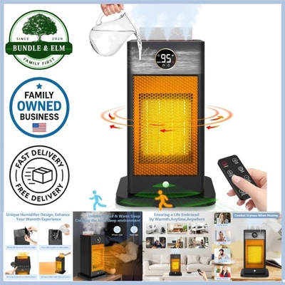 Space Heater with Humidifier 3-in-1 Portable Electric Heater with Flame Effect