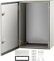 VEVOR Steel Electrical Enclosure 24'' x 16'' x 10'', IP65 Weatherproof Carbon Steel Hinged Junction Box, Wall-Mounted Electronic Equipment Enclosure With Mounting Plat