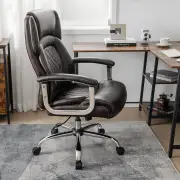 CostwayHeight Adjustable Executive Chair with Upgraded Padded Armrest-Brown