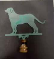 Decorative Dog Labrador Lamp Finial Verdigris by Copper Mermaid 917v