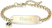 [linnalove] Shining Diamond Cutting Medical Alert id Bracelet for Women & Girls