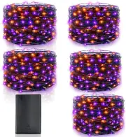5 Pack Halloween String Lights Decor, Timer, Total 150 LED 50 Ft Battery Operate