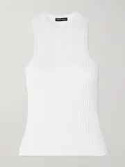 [ANN DEMEULEMEESTER] ANN DEMEULEMEESTER - Noya Ribbed Cotton Tank - White - large large White