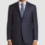 Canali Men Blue Siena Sharkskin Wool Blazer Sport Coat Suit Jacket Size 48R