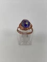 Handmade ~ Copper Wire Wrap ~ Glass Bead Ring ~ Size 6 #118