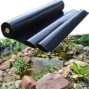 Black Pond Liner Waterproof Pond Underlay 3x4m 4x4m 5x8m 7x10m 10x12m Outdoor HDPE Pond Membrane for Garden Ponds, Streams, Fountains, Waterfall and Landscape(7x8m(23x26.2ft))