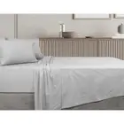 Algodon King Single Bed Fitted/Flat Sheet Set w/ Pillowcase 300TC Cotton Silver