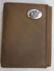 ZEP PRO Kansas Jayhawks Crazy Horse Leather trifold Wallet billfold Tin Gift Box