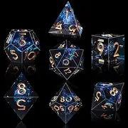 SIQUK 7 Piece Polyhedral Dice Set 7 Polyhedral Dice D4 D6 D8 D10 D12 D20 D% Play Dice for Dungeons and Dragons DND RPG MTG, Dark Star