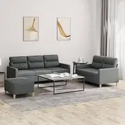 Generic 3 Piece Sofa Set with Cushions Dark Grey Fabric,Furniture,Sofas