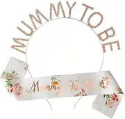Satin Sash Mummy to Be with Rhinestone Tiara Crown Headband Mum to Be for Baby Shower Decoration Party Gifts Accessories Favor Party Supplies