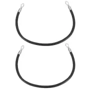 2Pcs Leather Handbag Handles, 50cm PU Shoulder Bag Straps (Black, Silver)