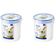 2x Locknlock 1.4L Airtight Classic Round Food Container w/ Draining Basket Clear