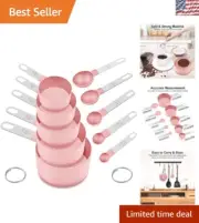 Compact 10-Piece Nesting Measuring Cups and Spoons Set – Elegant Pink Design