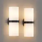 Black LED Wall Sconce Set of 2 Indoor Hardwired Up and Down Wall Lights for L...