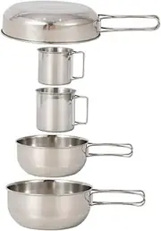 Yardwe Camping Cookware Kit 5pcs Stainless Steel Tableware for Outdoor Picnic