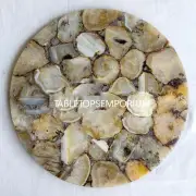 Natural Agate Table Top Round Table, Natural Agate Table, Brown Agate Table Tops