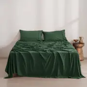 Dreamaker Superfine Washed Microfibre Sheet Set Hunter Green King Single Bed