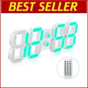 Elegant 15" Remote Control LED Wall Clock - 12/24 Hr with Temperature Display