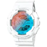 在飛比找PChome24h購物優惠-CASIO G-SHOCK 多彩漸變大錶徑雙顯計時錶/清新白