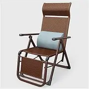 Folding Chaise Lounge Outdoor Portable Lounge Chairs Woven Rattan Adjustable Camping Reclining Lounge Chair Zero Gravity with Pillow for Pool Beach Patio Lawn Steel Frame (Color : Brown b) FANDIAO