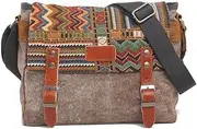 FXTXYMX 11.8 inch iPad Carrying Case Functional Handbag Tablets Messenger Bag Leisure Canvas Shoulder Crossbody Bag for Men Women College Teens (Coffee)