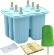Popsicle Molds 6 Pieces,Silicone Ice Pop Molds BPA Free,Homemade Popsicle Maker,