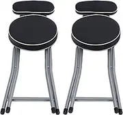 2PCS Folding Stool with Backrest, 29.1 Inch Counter Height Folding Bar Stools Cushioned Padded Foldable Chair Portable Tall Folding Chairs for Musician Chair,Make Up Chair,Campin