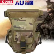 Men Drop Leg Bag Tactical Molle Thigh Waist Fanny Pack Hiking Cycling Outdoor AU