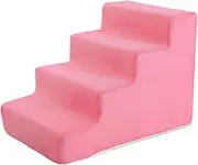 STARTIST Pet Ladder Dog Steps, Non Slip High Density Pet Steps Ladder, Pet Stair for Small Dogs and Cats, Sofa, Bed, Couch Climbing, Pink 4 Steps